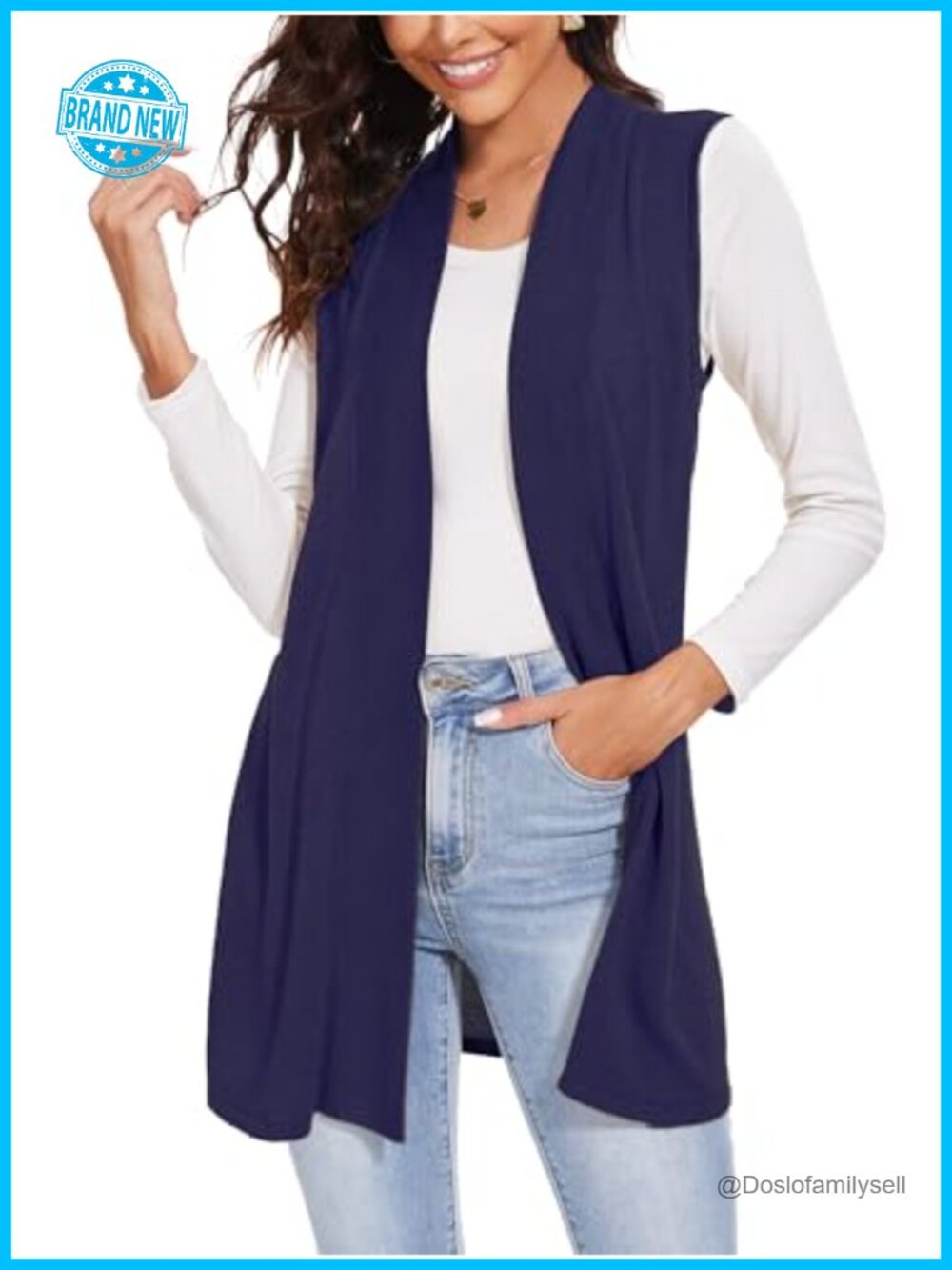 Sleeveless Open Front Knit Cardigan Vest Lightweight Casual